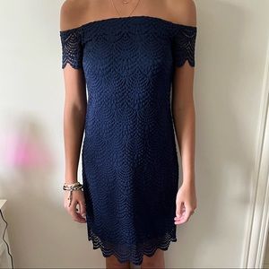 Navy Lace Midi Dress
